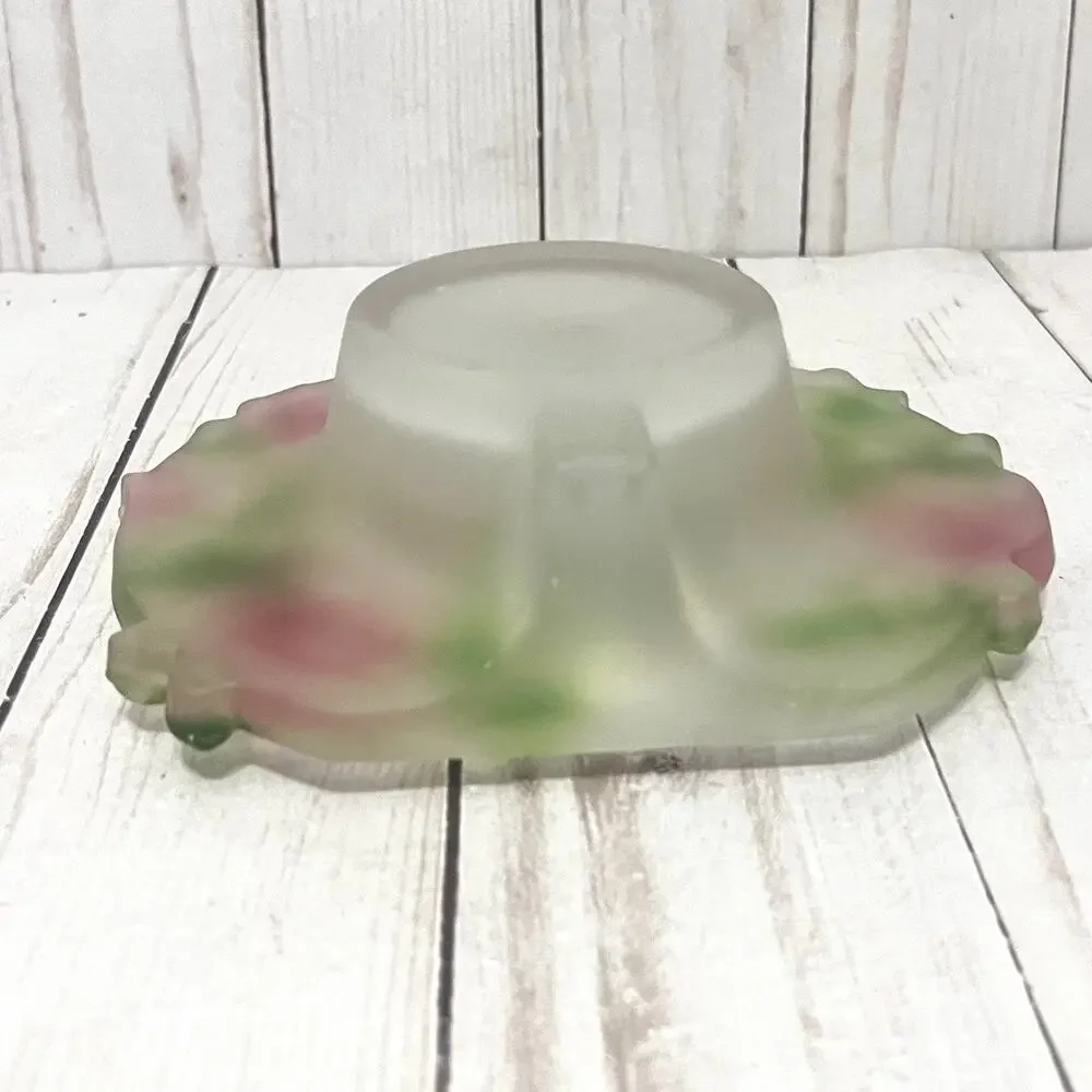 Vintage Frosted Rose Clock Shabby Chic Cottagecore Vanity Décor Pink Floral